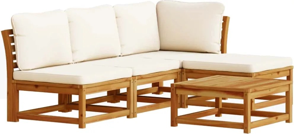 vidaXL 5 részes tömör akácfa kerti ülőgarnitúra párnákkal