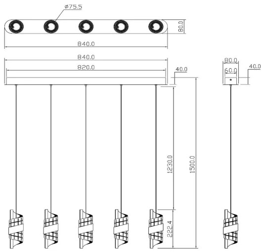 Lucide 13496/35/30 - LED Dimmelhető csillár zsinóron KLIGANDE 5xLED/7,8W/230V