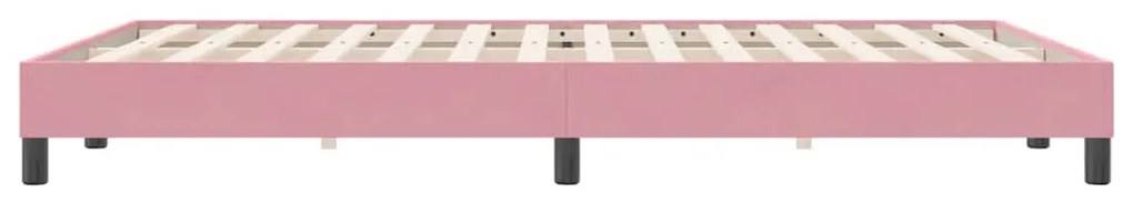 vidaXL rózsaszín bársony rugós ágy matrac nélkül 160x220 cm