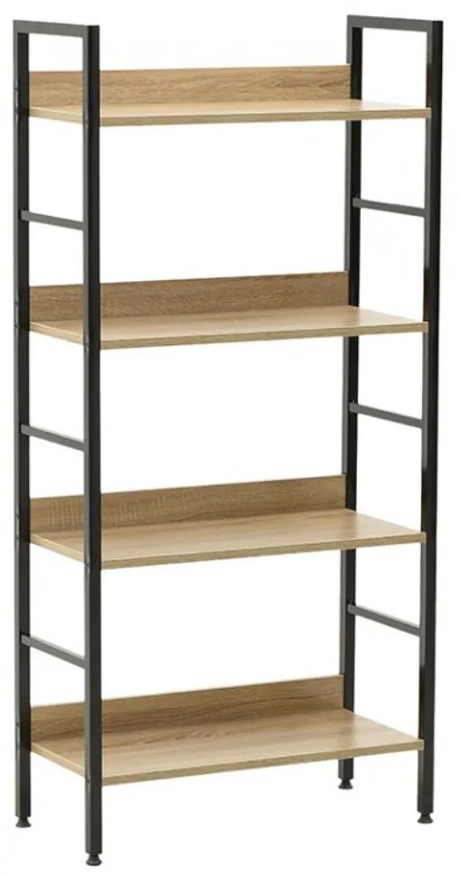 Intenso Home 4 szintes nyitott könyvespolc 60 x 126cm (Sonoma tölgy) | Univerzális tároló állvány fém lábakkal