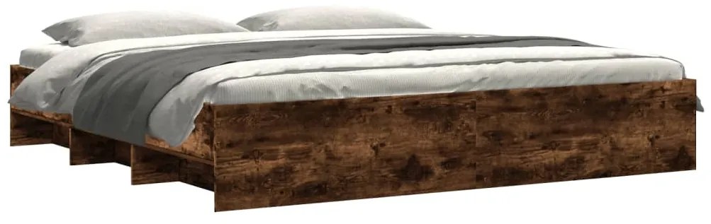 füstös tölgy színű szerelt fa ágykeret matrac nélkül 200x200 cm