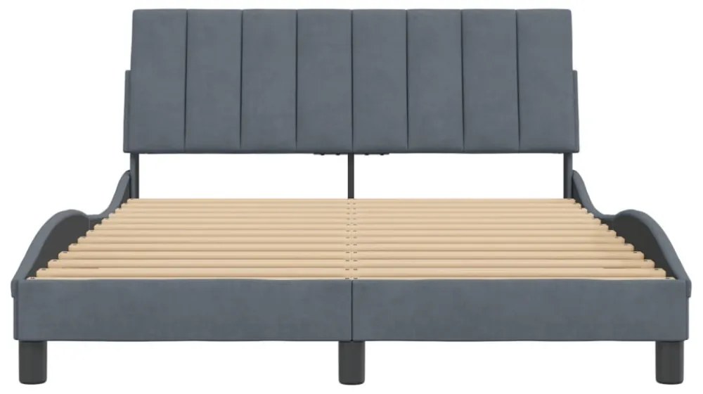 sötétszürke bársony ágykeret matrac nélkül Hanko 140x200 cm