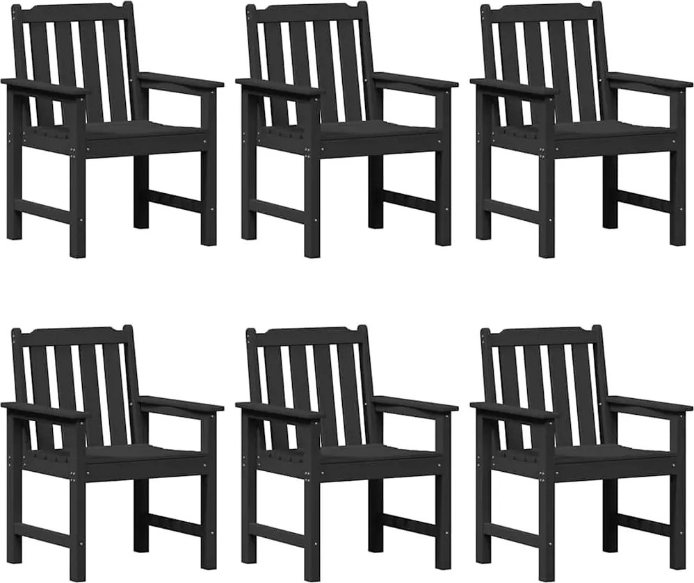 vidaXL Kerti Szék 6 pcs Fekete 65.5 x 59 x 88 cm Polietilén