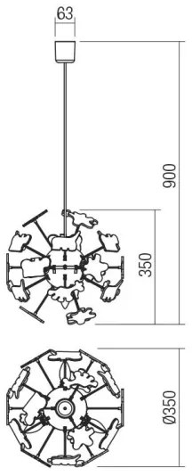 Redo 04-515 -Gyerek csillár zsinóron SAFARI 4xE14/28W/230V átm. 35 cm színes