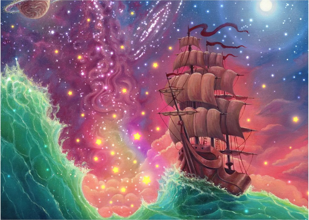 Kép - Hajó űr égbolttal (70x50 cm)