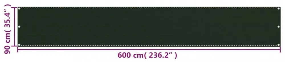 sötétzöld HDPE erkélytakaró 90 x 600 cm