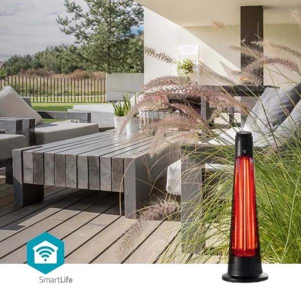 Nedis HTPA21BKW - Kültéri fűtőelem SmartLife 600/1200W/230V Wi-Fi Tuya IP24