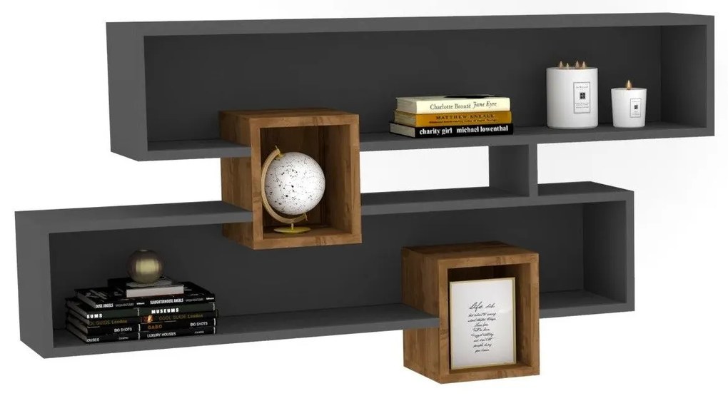 Fali polc Karen - Walnut, Anhtacite