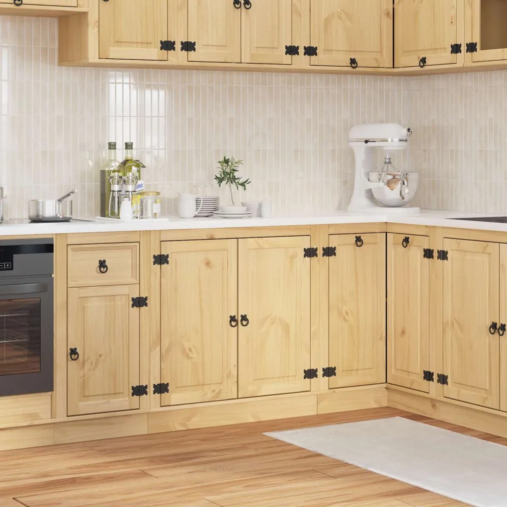 Cabinet polcokkal tárolóval Méz 80 x 46 x 81,5 cm Tömör fenyőfa