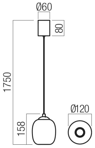 Redo 01-3486 - KHADI LED zsinóros csillár, 6W/230V, CRI90, átm. 12 cm, fekete/füstszínű