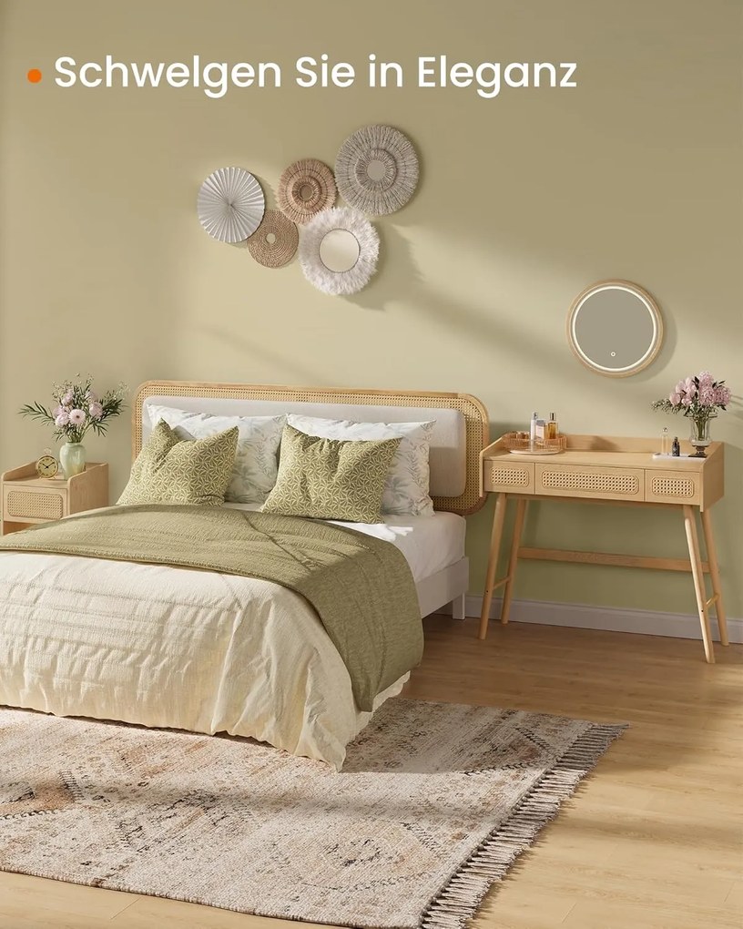 Fésülködőasztal tükörrel és világítással bézs színben