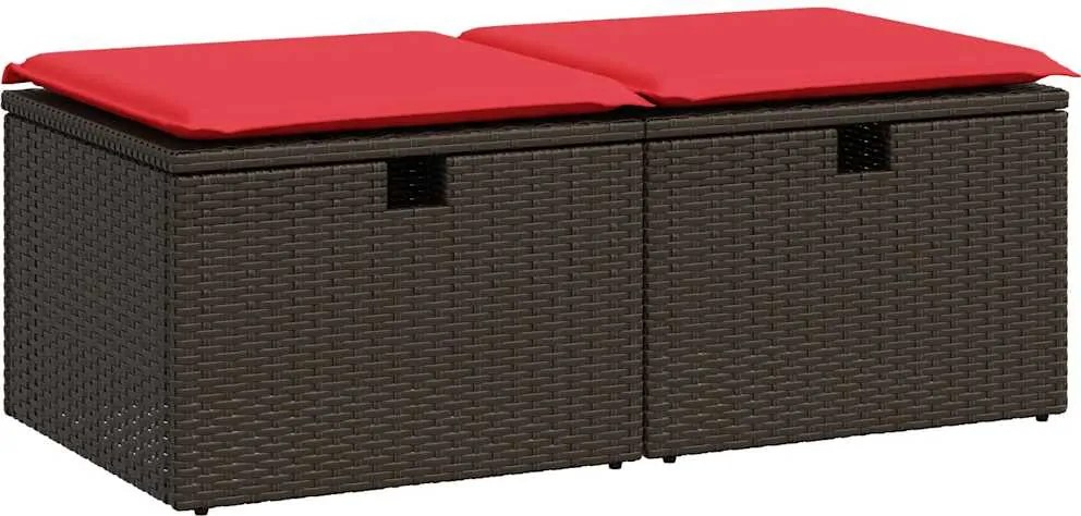 vidaXL 2 részes barna polyrattan akácfa kerti ülőgarnitúra párnákkal