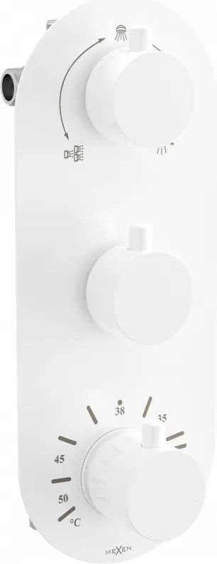 Mexen Kai termosztatikus kád-zuhany csaptelep 3 kimenettel, fehér - 77603-20