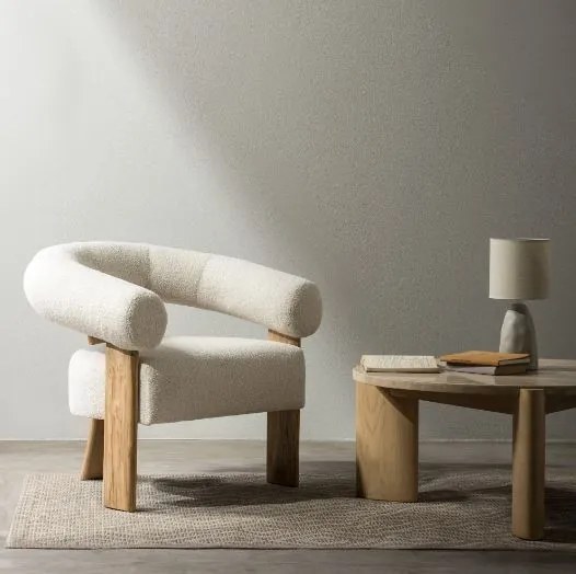 Krém design fotel KOKEI, tölgy