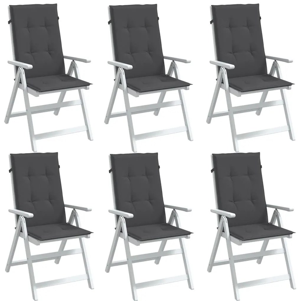 6 db antracit szövet magas háttámlájú székpárna 120x50x4 cm