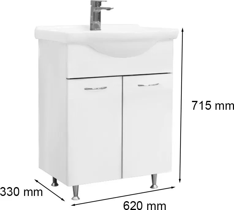 Ruben 65 Fürdőszoba alsó szekrény mosdóval