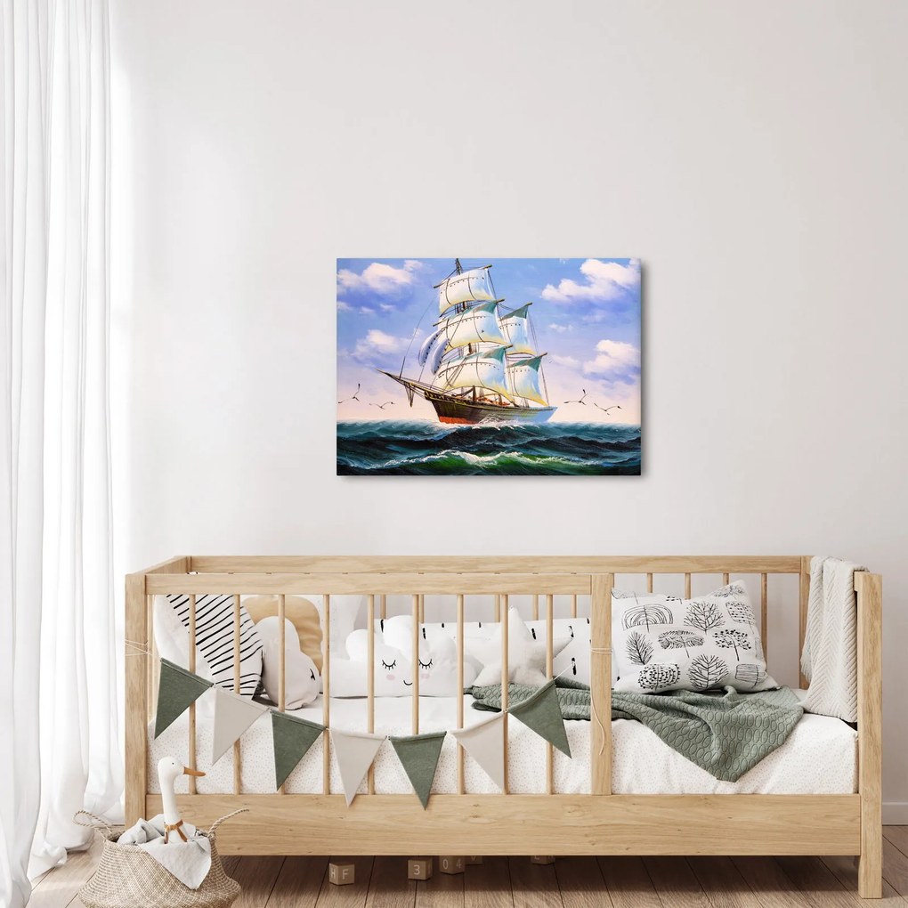 Kép egy hajóról a hullámokon (70x50 cm)