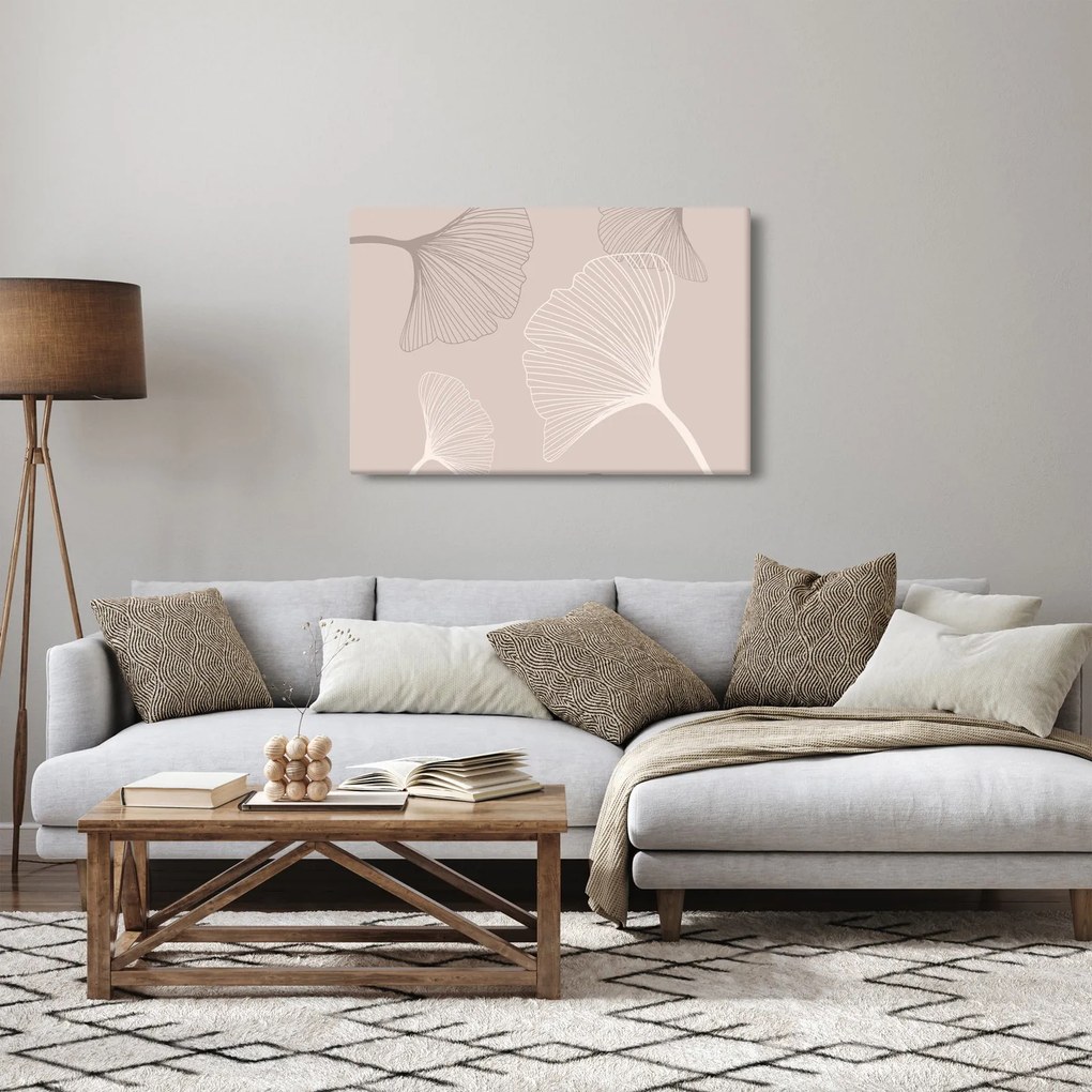 Kép - Bézs színű levelek N⁰6 (90x60 cm)
