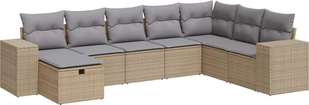 vidaXL 8 részes bézs polyrattan kerti ülőgarnitúra párnával