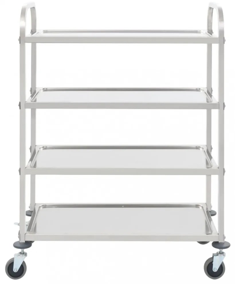 4 szintes rozsdamentes acél zsúrkocsi 107 x 55 x 125 cm