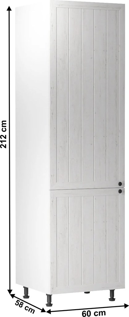Szekrény a beépíthető hűtő számára D60ZL, balos, fehér/sosna Andersen, PROVANCE
