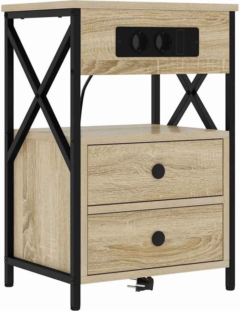 vidaXL Éjjeliszekrény fiókkal Sonoma tölgy 40 x 31 x 60 cm Faanyag
