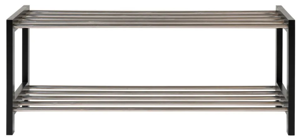 Padova cipőtartó fekete fa, 2 polc in steel 78x34 cm