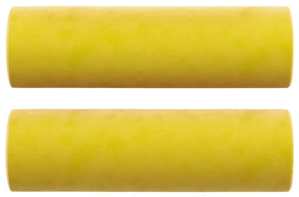 2 személyes sárga bársony kanapé díszpárnákkal 140 cm
