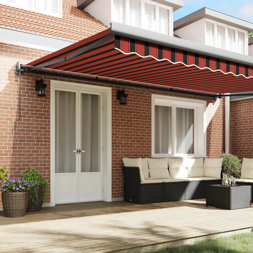 Automatikus Behúzható Napellenző - Narancs és Barna 500x300 cm