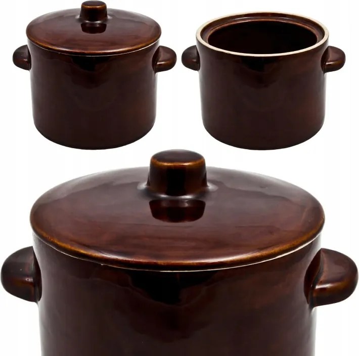 Q16 Egyenes Kő Edény Zsírhoz Fedővel Kézi Készítés