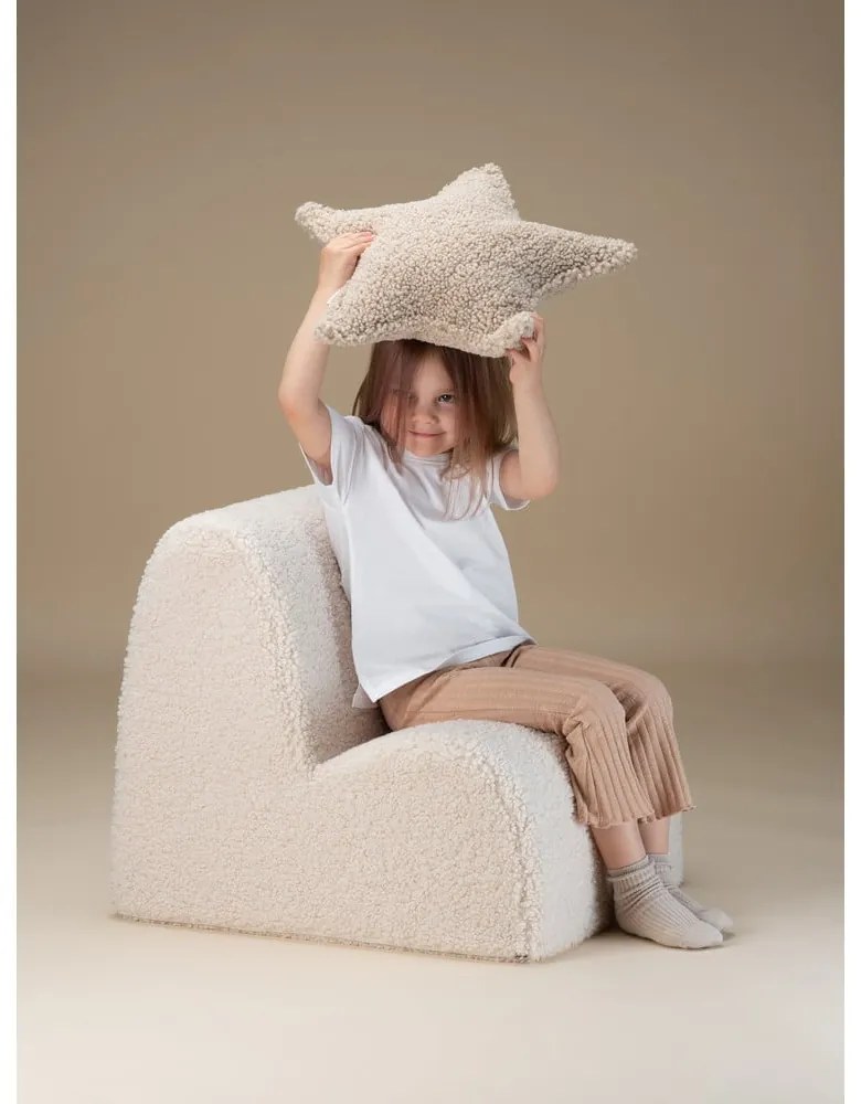 Krémszínű buklé gyerek fotel Cloud – Wigiwama
