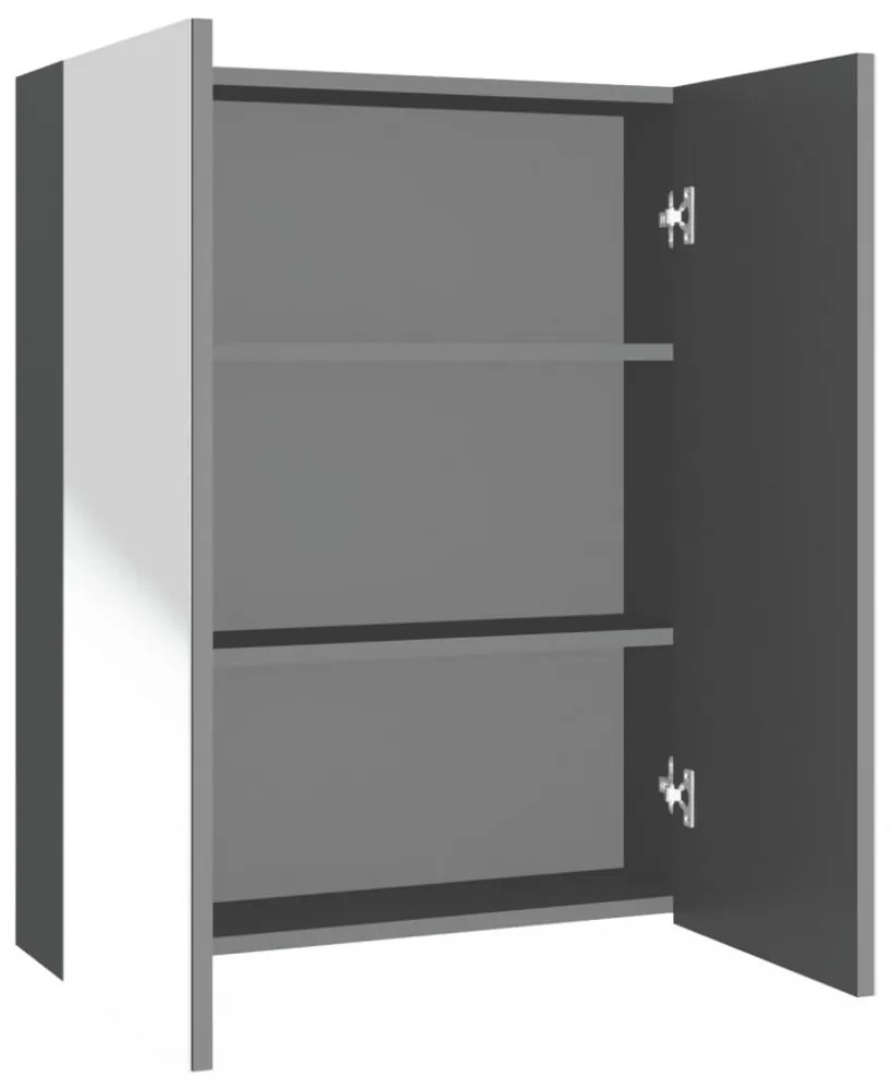 antracitszürke MDF tükrös fürdőszobaszekrény 60 x 15 x 75 cm