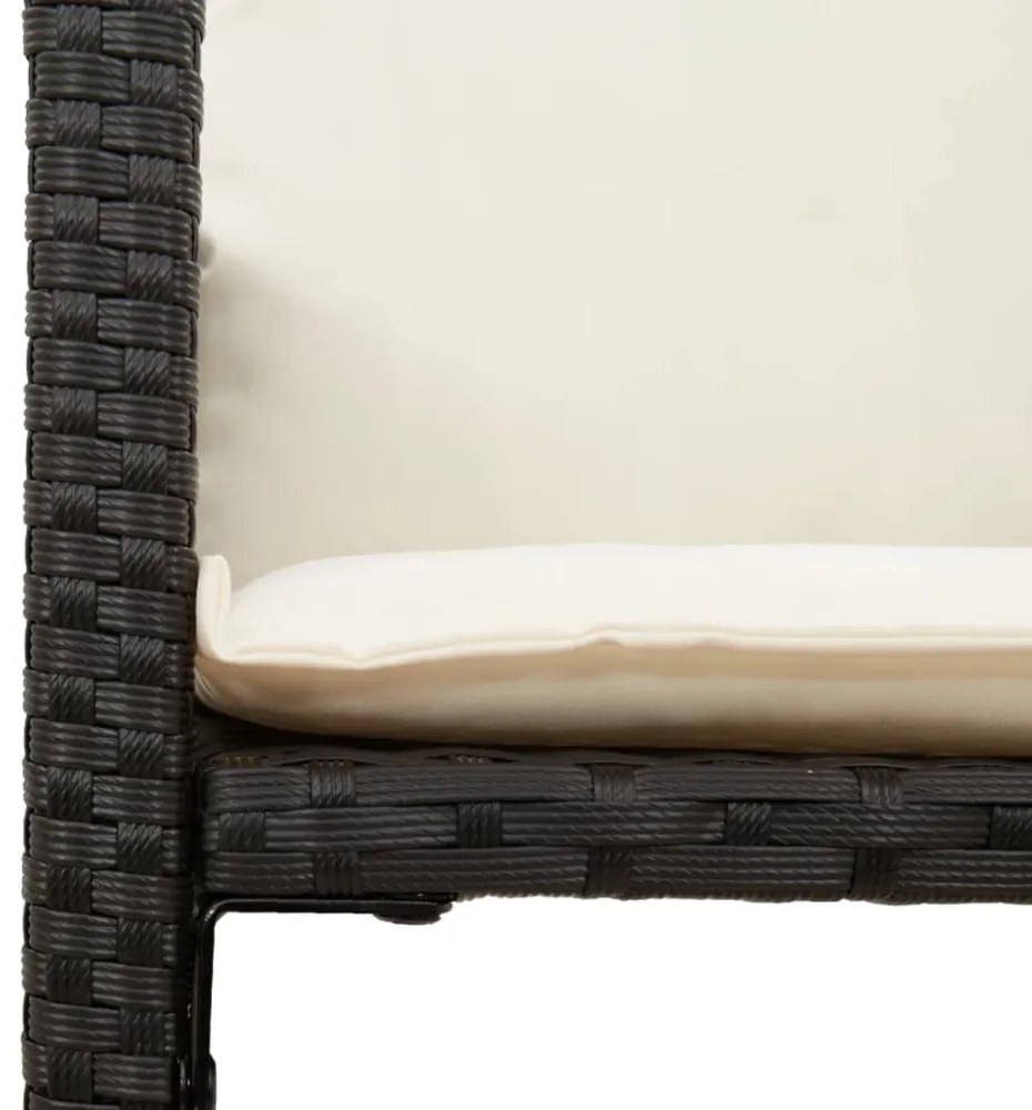 2 db fekete polyrattan kerti bárszék párnával