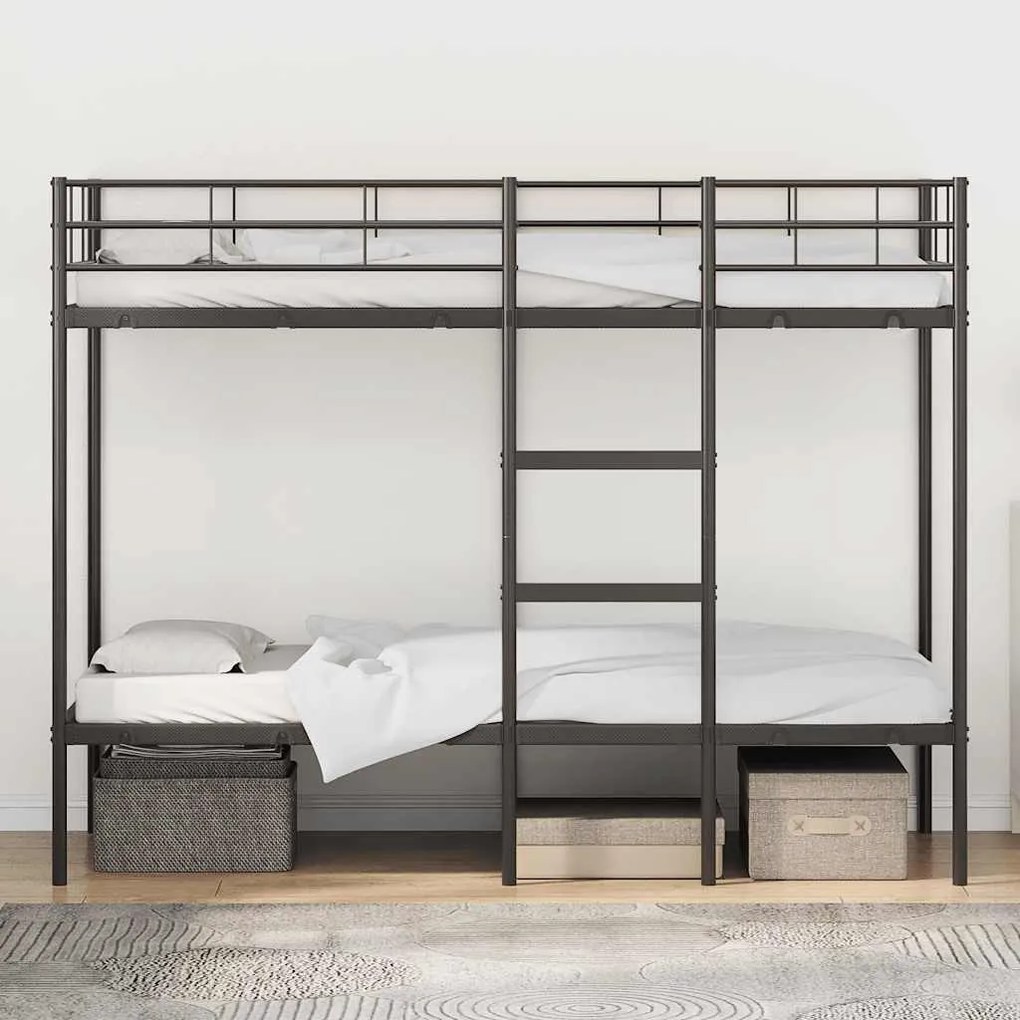fekete acél emeletes ágy matrac nélkül 80 x 200 cm