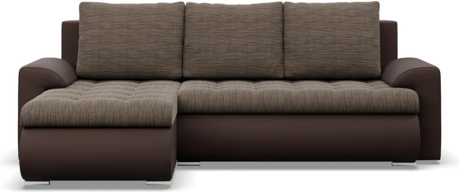 Tokio sarokkanapé, 2 ágyneműtartóval, fonott + műbőr, baloldali, barna