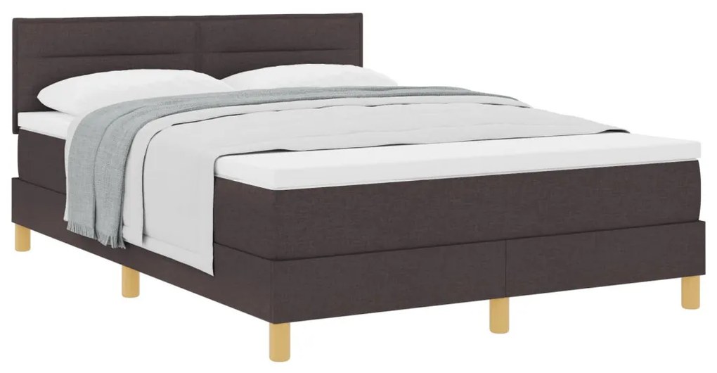 Boxspring ágy matraccal Sötétbarna 140x190 cm Szövet