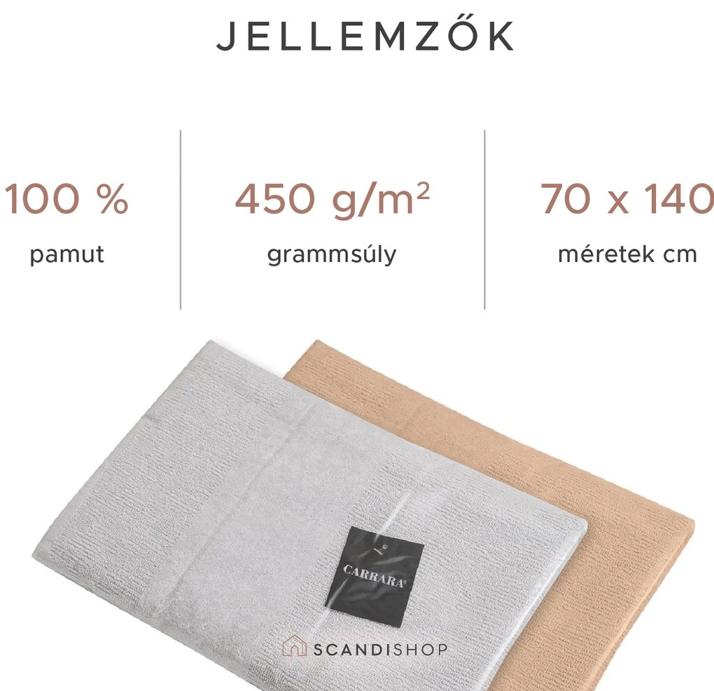 Fürdőlepedő CARRARA 70x140 cm világosszürke, 100% pamut
