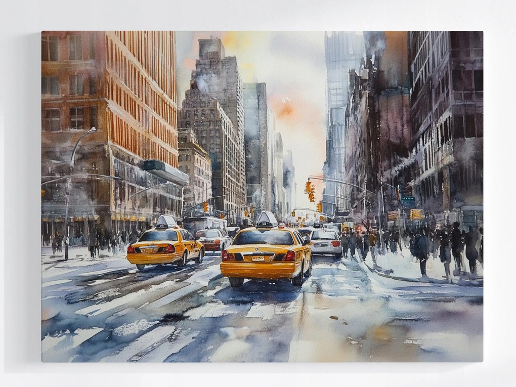 Canvas Akvarell Vászonkép New York Taxi 80x60