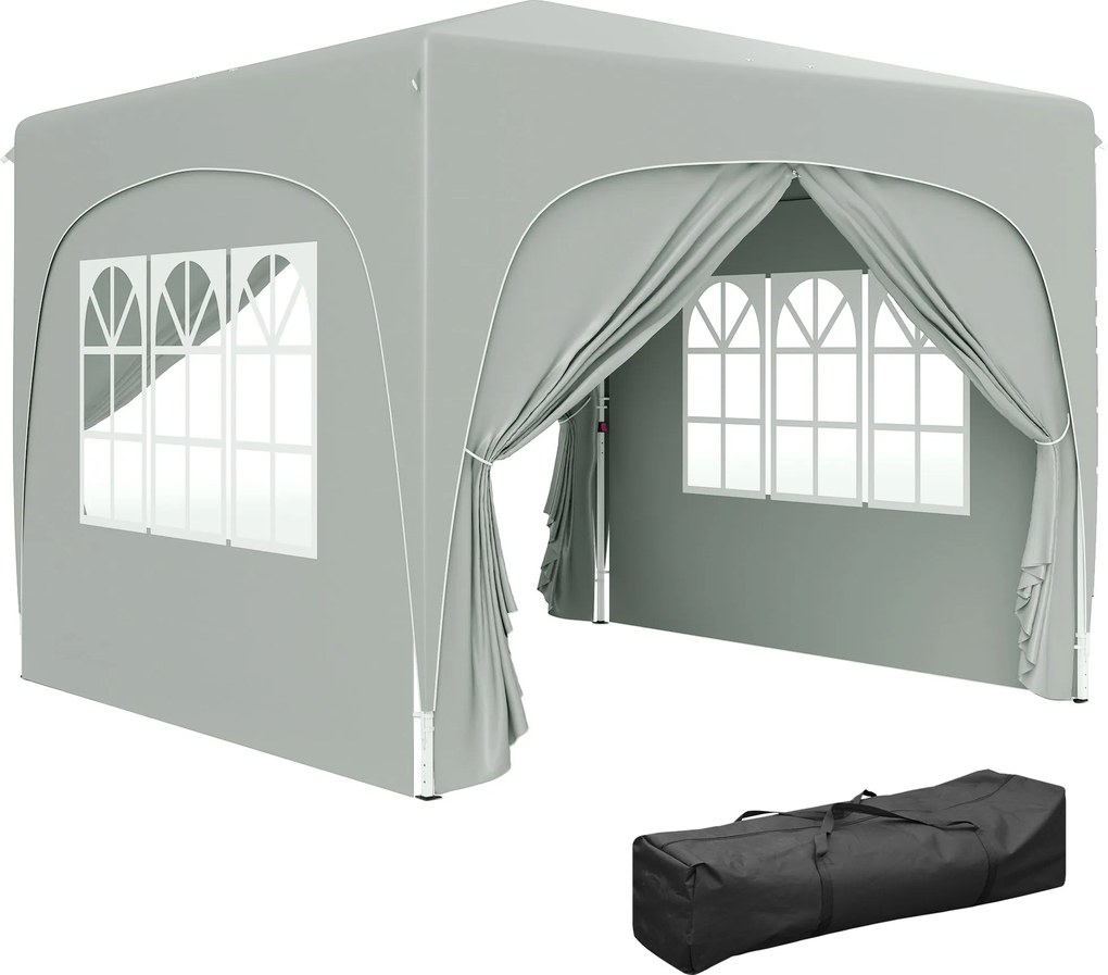 Outsunny 3x3m Pavilon, vízálló, stabil, téli időjárásnak ellenálló, összecsukható pop-up pavilon, UV Védelem 50+, összecsukható partijátor kertépítmén