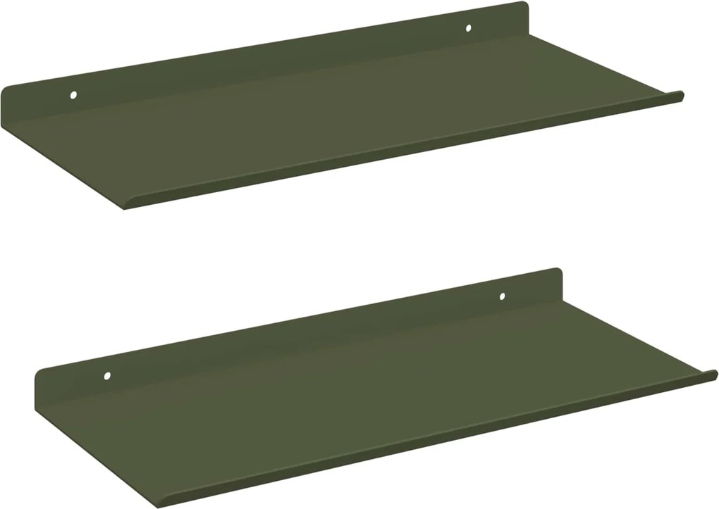 vidaXL Lebegő polc 2 pcs Olajzöld 40 x 18 x 2,5 cm Acél
