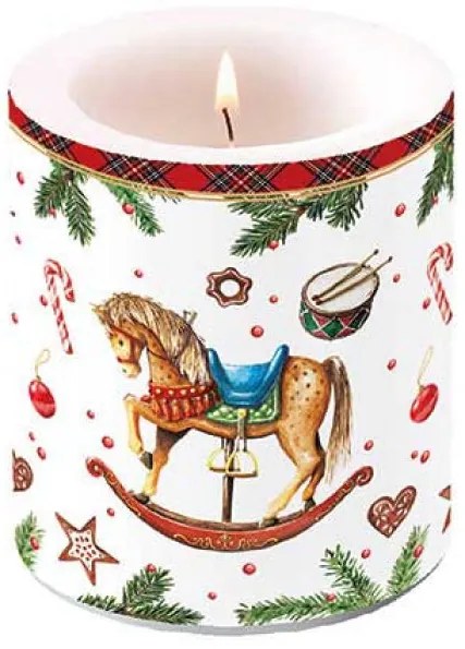 Karácsonyi hintalovas átvilágítós gyertya 10x10 cm Christmas Toys
