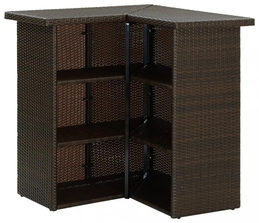 barna polyrattan sarok bárasztal 100 x 50 x 105 cm