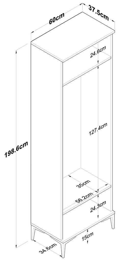 Ruhásszekrény Daboko 1 (dió + fehér) . Akció -21%. 1093933