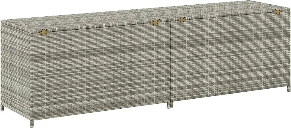 Szürke Polyrattan Kerti Tárolóláda 200 X 50 X 60 Cm