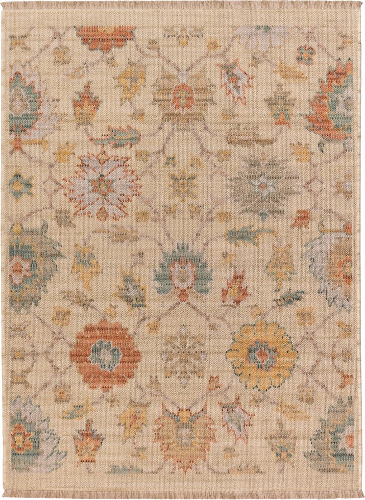 Gyapjú Nappali Szőnyeg Nagy 200x285cm Természetes Rojtok Keleti Retro