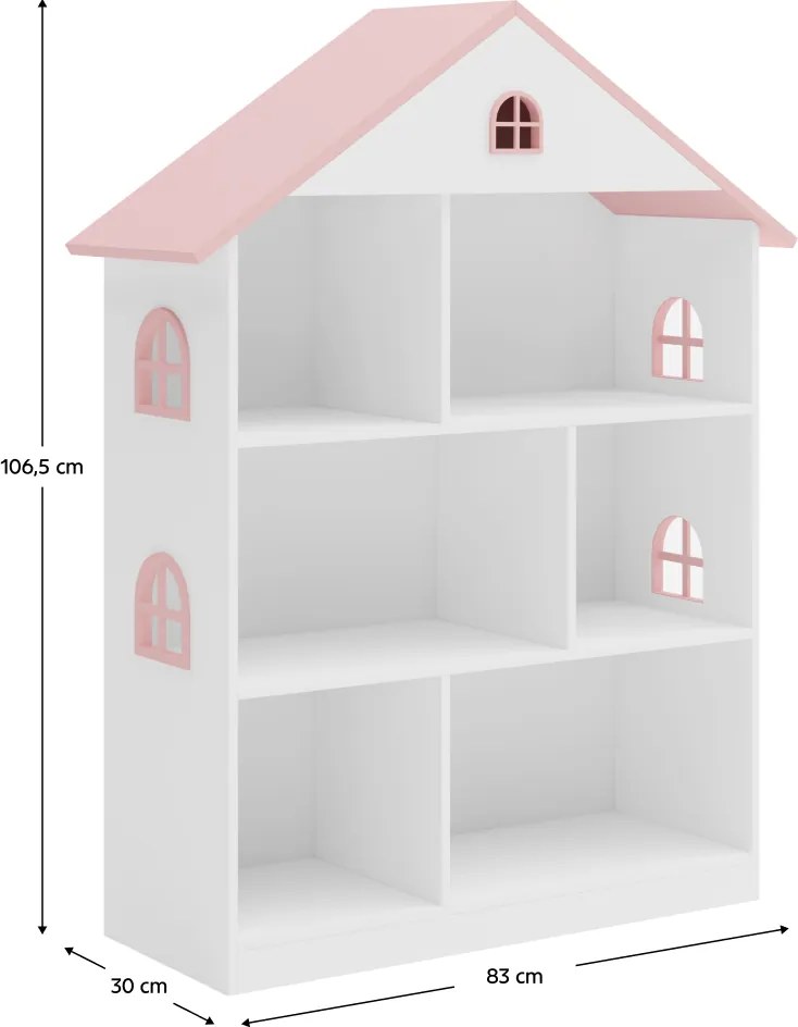 Gyerek könyvespolc, fehér/rózsaszín, MAISON TYP 1