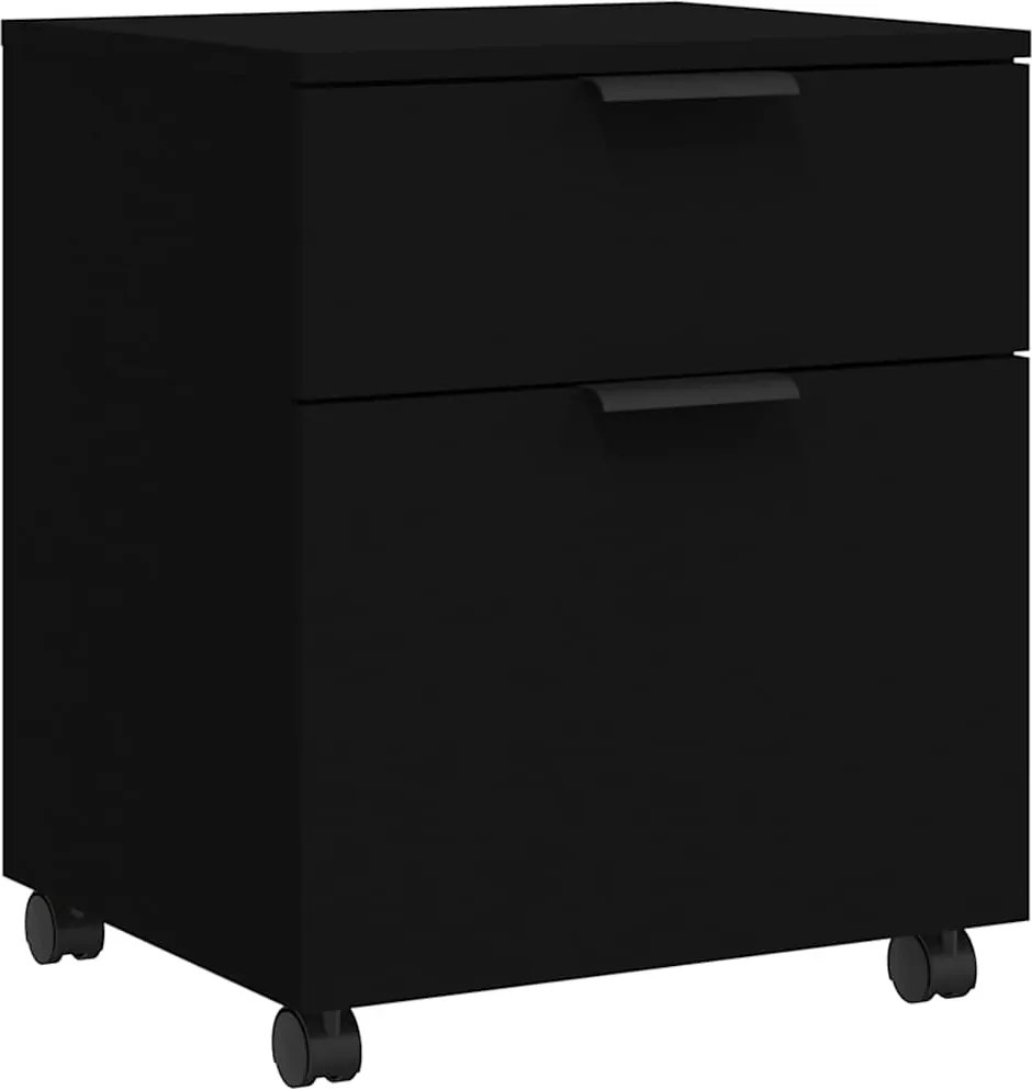 vidaXL fekete szerelt fa mobil iratszekrény kerekekkel 45 x 38 x 54 cm