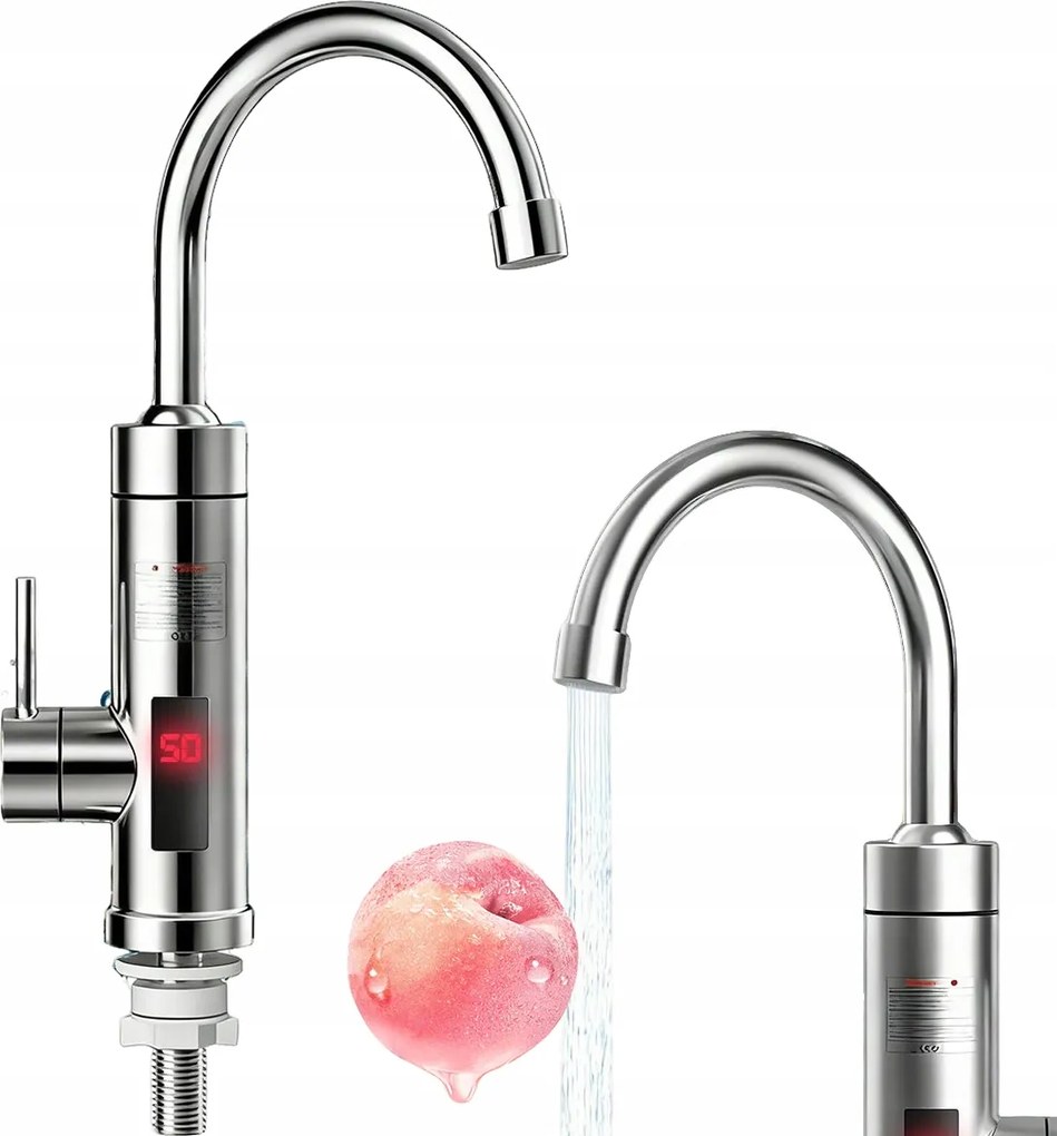 Átfolyós Vízmelegítő 3000W Elektromos Csaptelep Led Kijelző