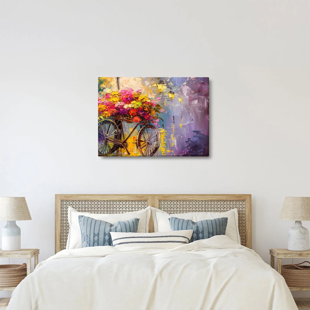 Kép - Kerék virágokkal (70x50 cm)
