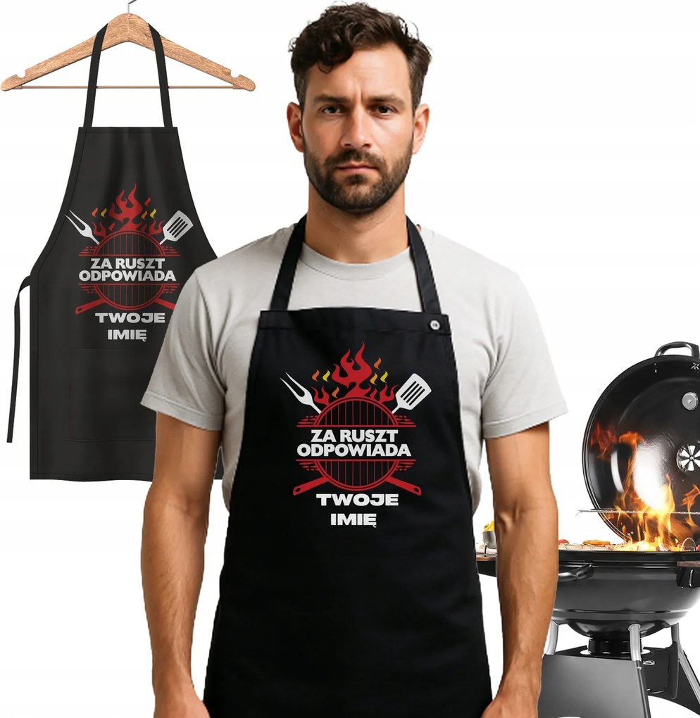Személyre Szabott Konyhai Kötény Nyomtatott Mintával A Grillrácsért És A Névért
